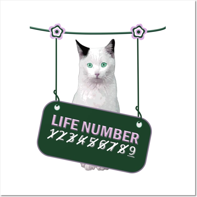 Cat on Life Nine Wall Art by SueNordicDesigns